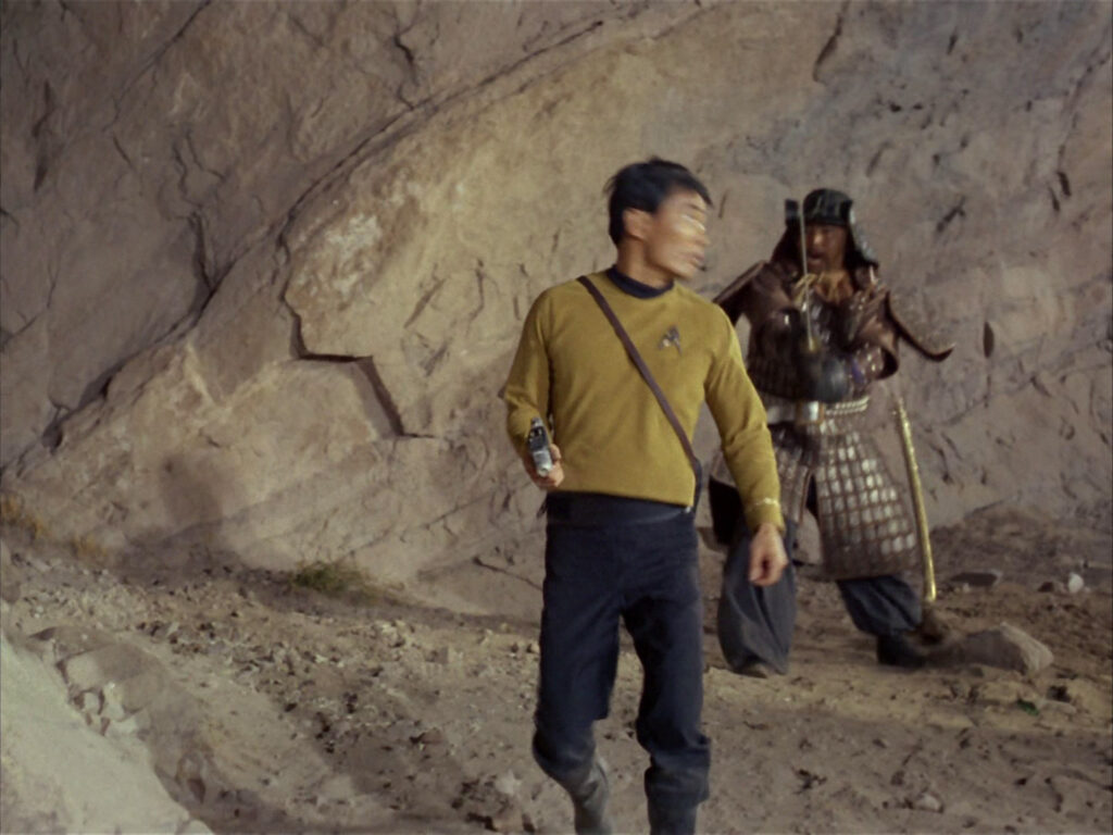 Sulu gets attacked by a Samurai.